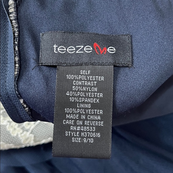 TeezeMe Blue White Lace Party Dress Size 9/10 - Picture 9 of 10